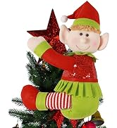 Elf Tree Topper Christmas Decorations,Unique Funny Xmas Plush Stuffed Elf Hugger Decor for Christ...