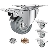 2 inch Caster Wheels, Casters Set of 4 Heavy Duty Locking Castors, Swivel Casters with Brake (Top...