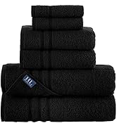 Hammam Linen Black 6 Pack Bath Towels Sets Linen for Bathroom Original Turkish Cotton Soft, Absor...