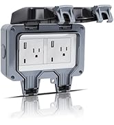 ZUYIYI Outdoor Power Outlet IP66 Waterproof Power Socket, 15A 110-250V Outdoor Plug Socket with T...