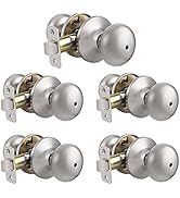 Probrico Brushed Nickel Privacy Door Locksets for Bedroom and Bathroom, Stainless Steel Keyless D...