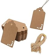 Koogel Gift Wrap Tags,100 PCS Heart Brown Gift Tags with Twine Name Tags for Gift Bags Christmas ...