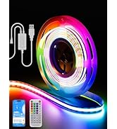 PAUTIX RGB Smart IC USB LED Light,5V RGB COB LED Strip USB Powered,UL-Listed Multicolor Flexible ...