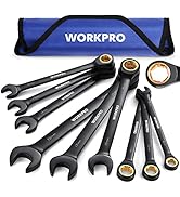 WORKPRO 9-Piece Anti-Slip Ratcheting Combination Wrench Set, Metric 8-19 mm, 72-Teeth, Cr-V Const...