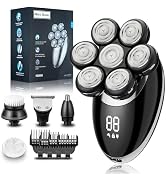 Head Shaver for Bald Men, 7D Electric Rechargeable Wet/Dry Shaving Razor with LED Display, 5-in-1...