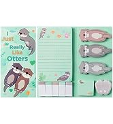 Xqumoi I Just Really Like Otters Sticky Notes Set, 550 Sheets, Cute Cartoon Otters Self-Stick Not...