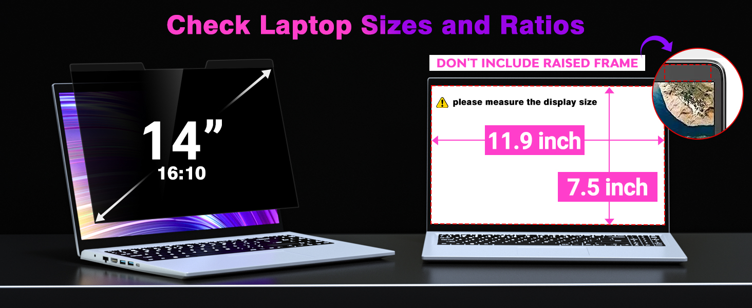 14 inch privacy screen size