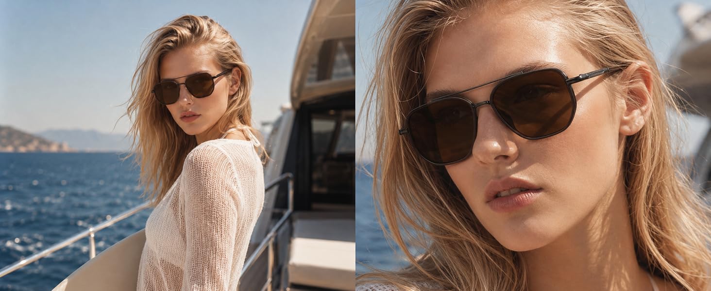 Tangle Free Polarized Aviator Sunglasses for Women