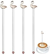 Glass Swizzle Sticks for Cocktails, Coffee Stir Sticks, Reusable Drink Stir Stirrers, Cute Flamin...