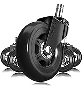 Office Chair Wheels Replacement Rubber Chair casters for Hardwood Floors and Carpet, Set of 5, He...
