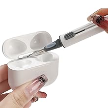 Metal tip cleaning AirPods charging case edges and tight crevices