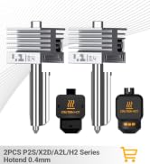 2PCS 0.4mm X2D/P2S/H2D/H2S/H2C High Speed Integrated Hotend with Hardened Steel Nozzle,High Temp ...