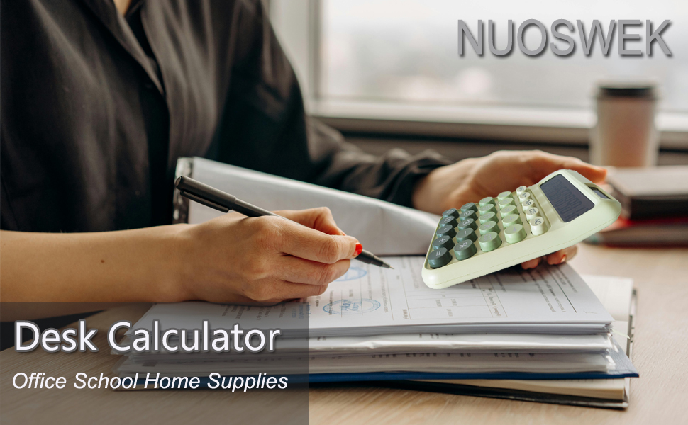 green desktop calculator
