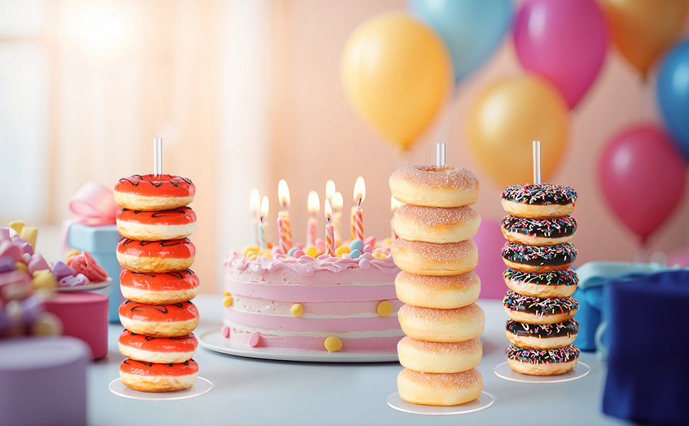 donut stand bagel doughnut party acrylic display holder birthday baby shower wedding tower clear