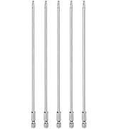 HARFINGTON 5pcs T15 Security Torx Bit 1/4" Hex Shank 8" Long S2 Steel Magnetic Tamper Resistant S...