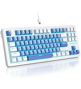 Mosptnspg 80% TKL Wired Mechanical Keyboard,RGB Backlit Gasket Mount 87 Key Hot Swappable Custom ...