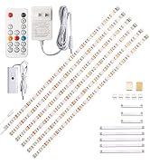 WOBANE Under Cabinet LED Lighting kit, 6 PCS LED Strip Lights with Remote Control Dimmer and Adap...