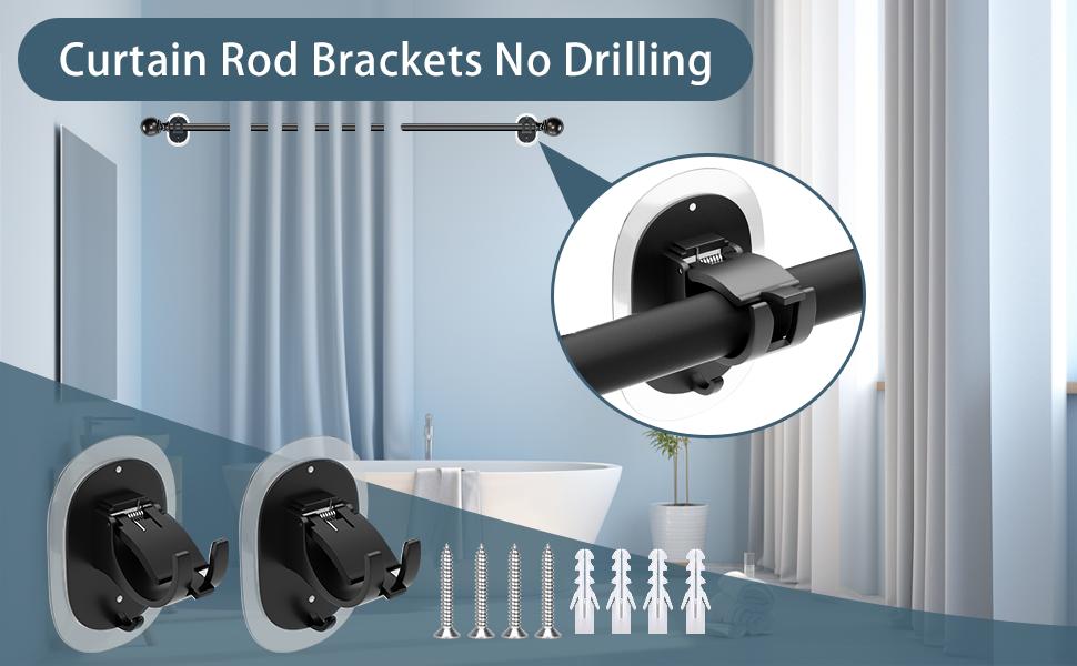 no drill curtain rod brackets