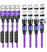 Tunkia 540 Degree Magnetic Charging Cable, Nylon Braided QC3.0 Fast Charge Magnetic USB Data Cabl...