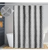 Yimobra Light Grey Shower Curtain, Modern Shabby Chic Shower Curtain for Bathroom, Geometric, Tex...