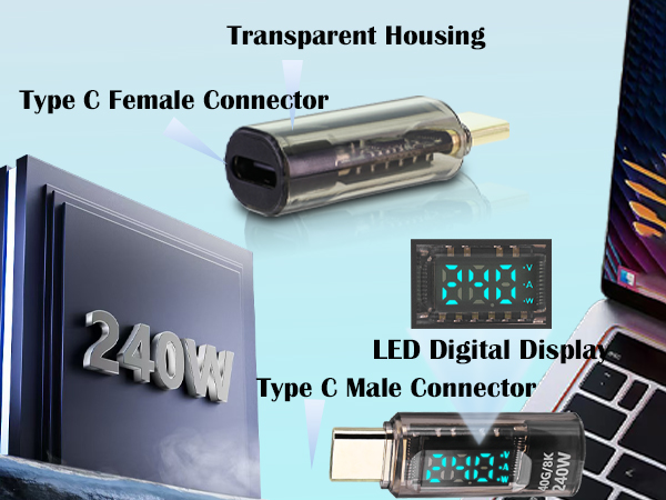 transparent usb c adapter power meter tester usb c converter type c adapter connector