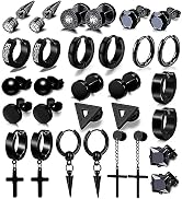 15 Pairs Earrings for Men, Stainless Steel Earrings Stud Kit for Men Women Fashion Piercing Jewel...