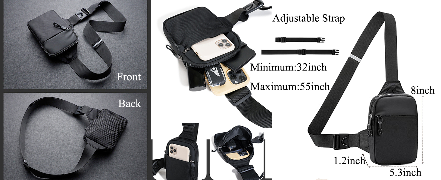 Mini Crossbody Sling Bag Chest Bag Water Resistant shoulder bag Running Phone Holder for Men Women