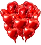 15 Pcs Valentine Day Balloons, 18 Inch Heart Foil Balloons, Red Love Balloons for Birthday Party ...