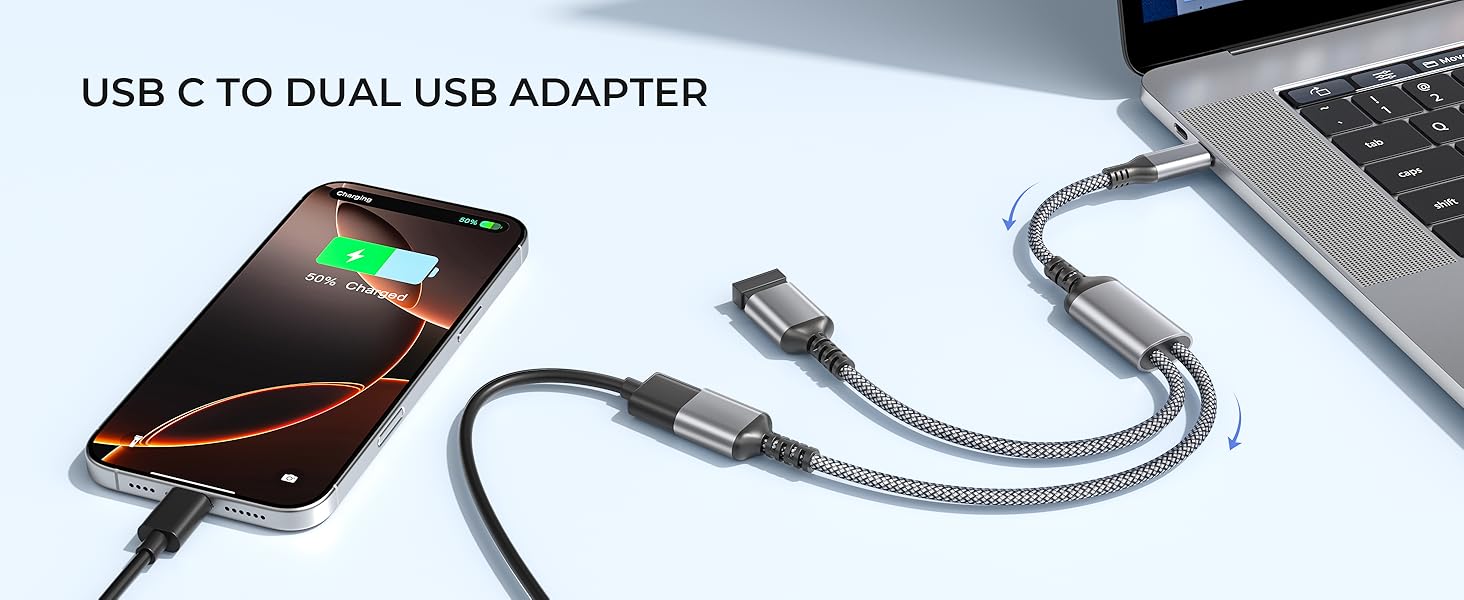 USB C to Dual USB Adapter