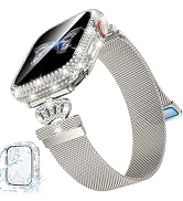 Goton Bling Magnetic Band for Apple Watch Bands Women Series 9 8 7 6 5 4 se, Diamond Metal Loop i...