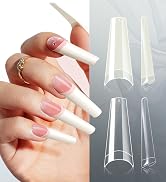 krofaue 1200PCS Coffin Nail Tips - Half Cover Nail Tips 12 Size False Nail Tips for Acrylic Nails...