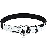 TXIN Cow Print Belt with Heart Buckle for Women Girls, Fashion Punk Waist Belt Skinny Waist Band ...