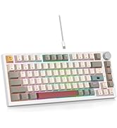 75% Wired Keyboard with Knob, 75 Percent Gaming Keyboard Hot Swappable Gasket Mount,Red Switch,RG...