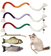 Goosheep Cat Toys 6Pcs with Chew Rope & Silvervine Sticks & Floppy Fish for Indoor Cats, Natural ...