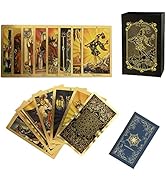 SUNHHX Tarot Cards, 78 Tarot Cards Deck PVC Waterproof Wrinkle Resistant Gold Foil Classic Tarot ...