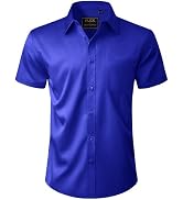 J.VER Mens Short Sleeve Dress Shirts Solid Wrinkle Free Casual Button Down Shirt with Pocket