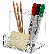 MINDFARGE Clear PET Pen Holder, 3 Compartment Desk Organizer, Shatter-Resistant, Stronger Than Ac...