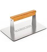 Manucode Stainless Steel Grill Press, Heavy-Duty Bacon Press with Wooden Handle, 9.25 x 5.7 Inche...