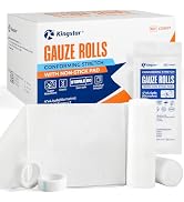 Sterile Gauze Rolls 4" x4.4yds with Non-Stick Pad, 20 Pack Individually Wrapped Sterile Gauze Ban...