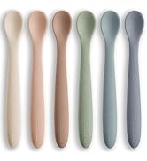 Comfy Cubs Silicone Baby Spoons Set 6-Pack, Sand 6.46 x 0.95 in – BPA Free, Soft Gum-Safe Toddler...