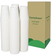 CantaGreen 200 Count 8 OZ Heavy-duty White Paper Coffee Cups, Disposable Hot and Cold Cup