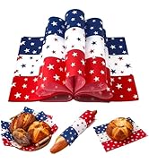 AnyDesign 100 Pcs Patriotic Star Wax Paper 4th of July Deli Paper Red Blue Star Sandwich Wrapping...