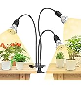 SANSI LED Grow Lights for Indoor Plants, 450W Full Spectrum 3-Head Gooseneck Grow Lamp with Ceram...