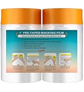 LLPT Tape and Drape 25.6”(Unfolded) x 66 Ft Each 2 Pack Pre-Taped Masking Film 0.27 Mil Painters ...