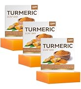 GPP Turmeric Soap Bar for Body & Face, 3pcs Natural Turmeric Handmade Soap for All Skin Types, Wo...