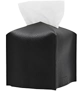 Hapforever 1PC Square Tissue Box Cover, PU Leather Square Tissue Box Holder with Bottom Belt Mode...