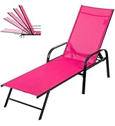 DUMOS Chaise Lounge Chair, 5 Adjustable Beach Lounge Recliner Chair with Armrests, Outdoor Sun Ch...