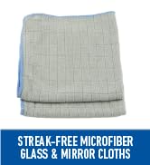 Unger Streak-Free Microfiber Glass & Mirror Cloths, 2 Pack - 12” x 12” Wet & Dry Cleaning Towels,...