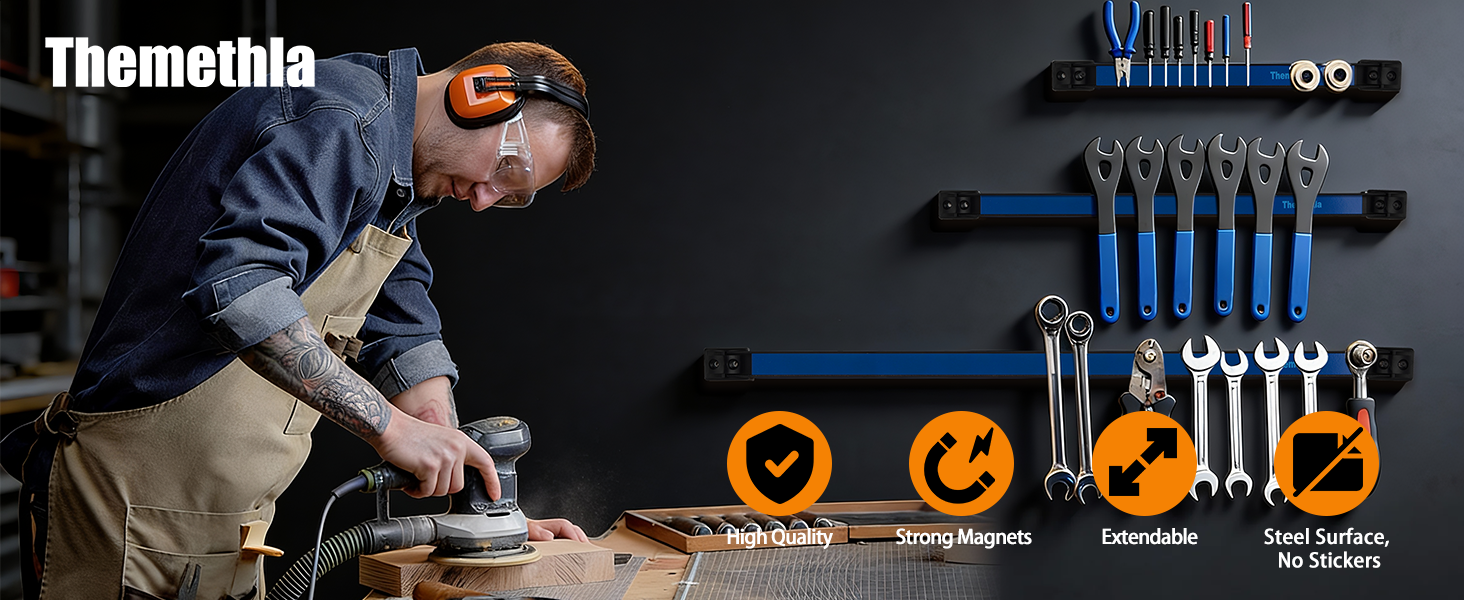 Magnetic Tool Holder Rack Set Magnet Tool Strip Workshop Garage Organization Bar