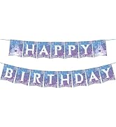 OTTPOOM Frozen Birthday Party Banner Frozen Party Decorations Winter Snowflake Happy Birthday Ban...